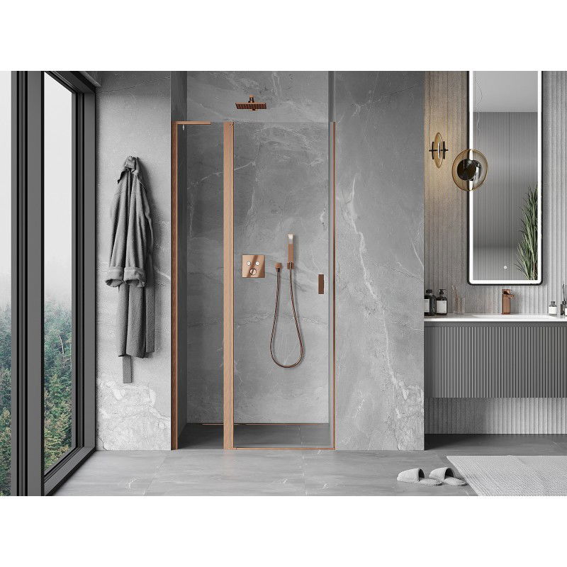 Mexen Mist L porte de douche pivotante 105 cm, transparent, cuivre brossé - 8A4L-105-000-65-00