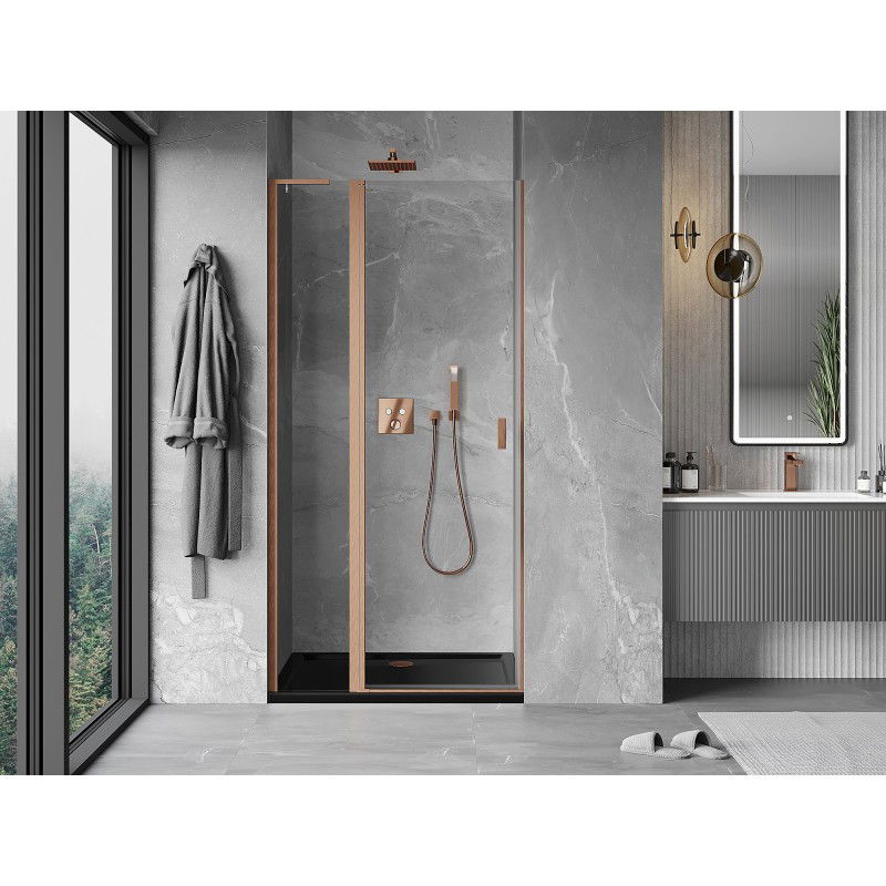 Mexen Mist L porte de douche pivotante 105 cm, transparent, cuivre brossé - 8A4L-105-000-65-00