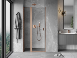 Mexen Mist L porte de douche pivotante 115 cm, transparent, cuivre brossé - 8A4L-115-000-65-00
