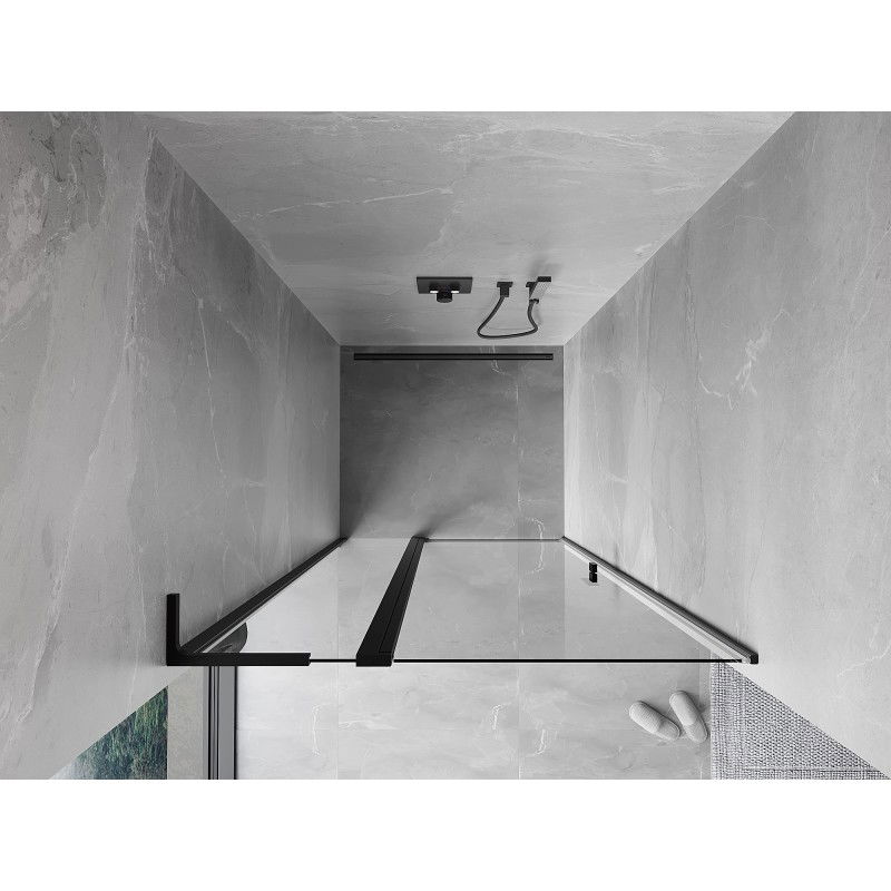 Mexen Mist L porte de douche battante 110 cm, transparent, noir - 8A4L-110-000-70-00