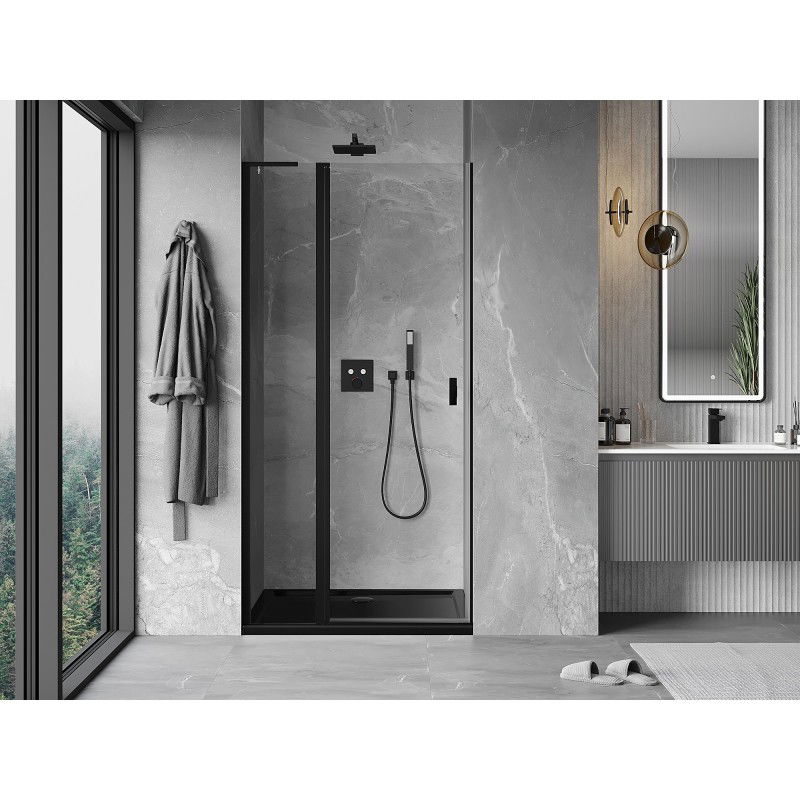 Mexen Mist L porte de douche battante 95 cm, transparent, noir - 8A4L-095-000-70-00