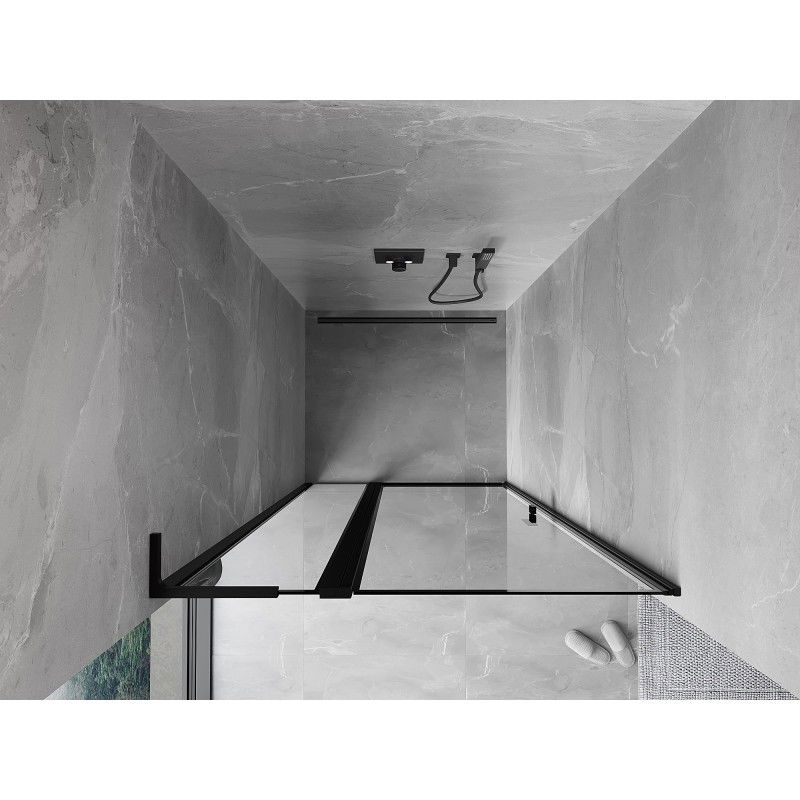 Mexen Mist L porte de douche pivotante gauche 110 cm, cadre noir, noir - 8A4L-110-000-70-70-L