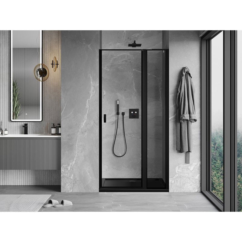 Mexen Mist L porte de douche pivotante droite 95 cm, cadre noir, noir - 8A4L-095-000-70-70-P