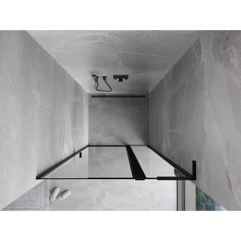 Mexen Mist L porte de douche pivotante droite 100 cm, cadre noir, noir - 8A4L-100-000-70-70-P