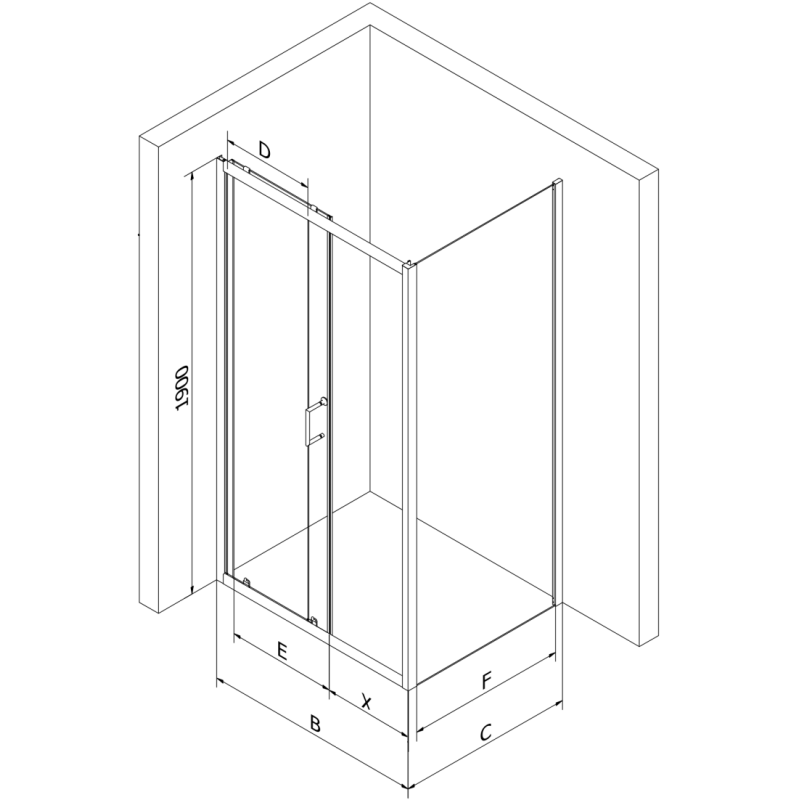 Mexen Apia cabine de douche coulissante 90 x 80 cm, transparent, chrome + receveur Flat - 840-090-080-01-00-4010