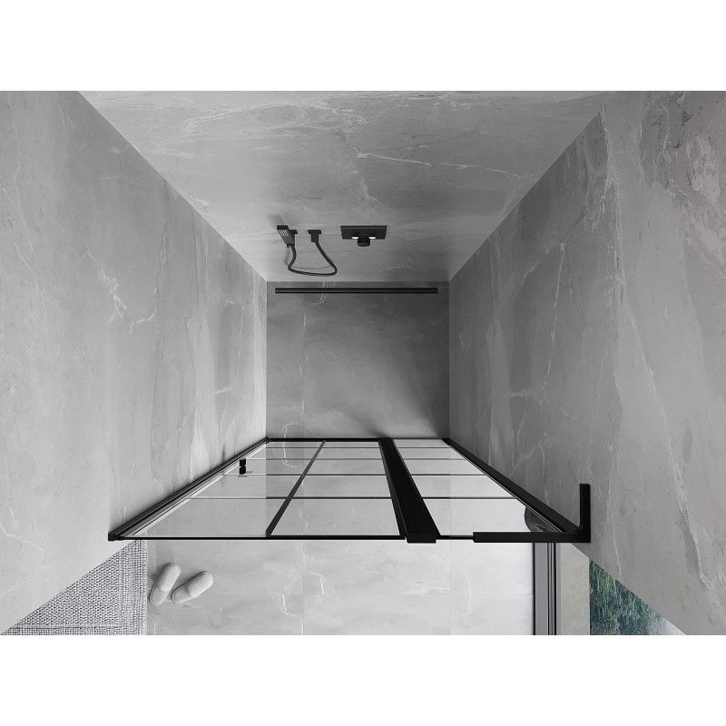 Mexen Mist L porte de douche pivotante droite 110 cm, grille noire, noir - 8A4L-110-000-70-77-P