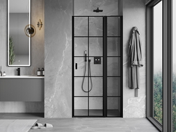 Mexen Mist L porte de douche pivotante droite 120 cm, carreaux noirs, noir - 8A4L-120-000-70-77-P