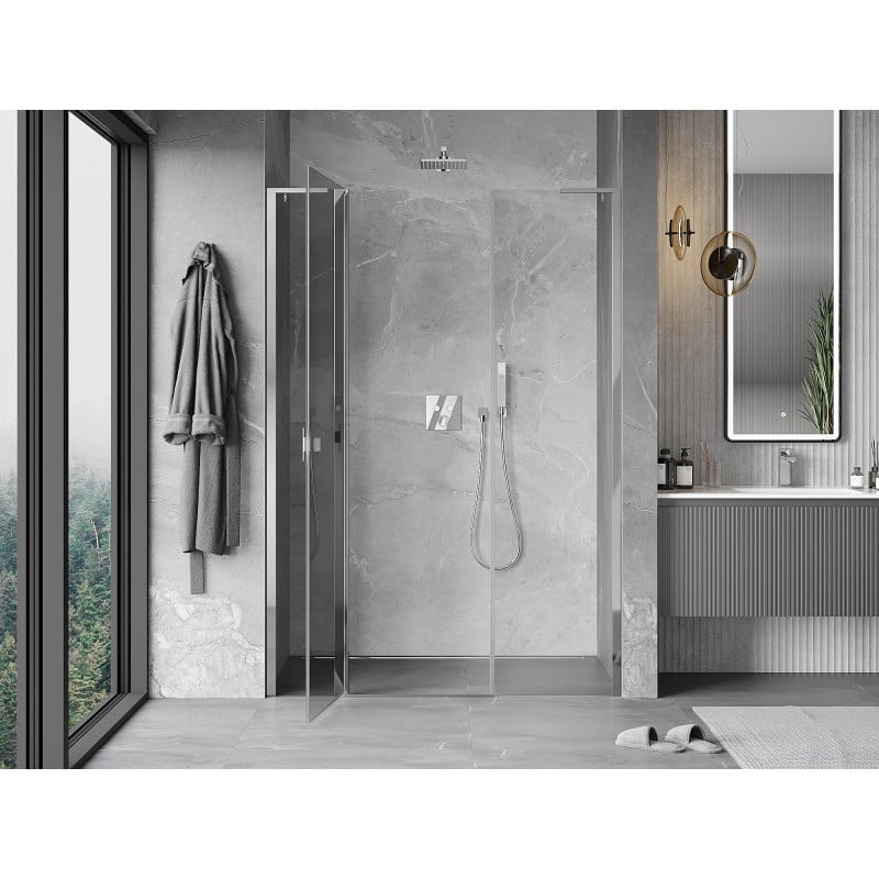 Mexen Mist L porte de douche pivotante 135 cm, transparent, chrome - 8A4L-135-001-01-00