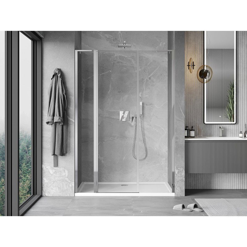 Mexen Mist L porte de douche battante 140 cm, transparent, chrome - 8A4L-140-001-01-00