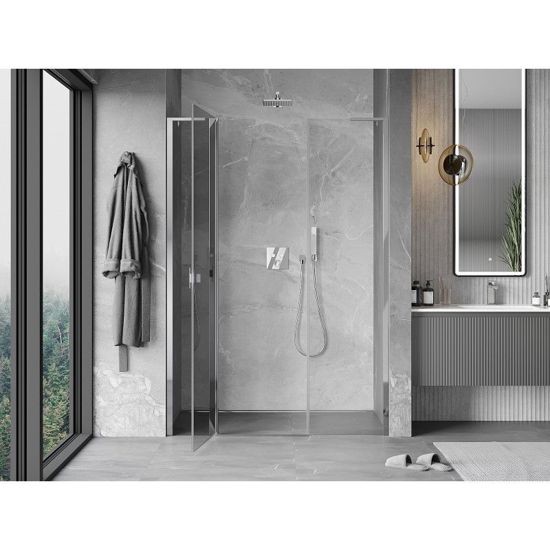 Mexen Mist L porte de douche battante 140 cm, transparent, chrome - 8A4L-140-001-01-00