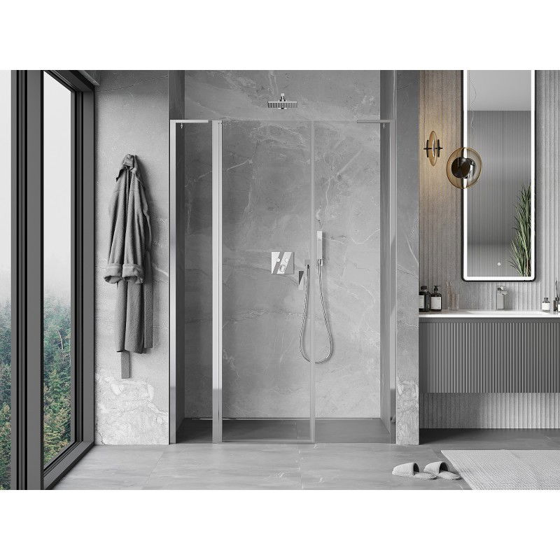 Mexen Mist L porte de douche pivotante 145 cm, transparent, chromé - 8A4L-145-001-01-00