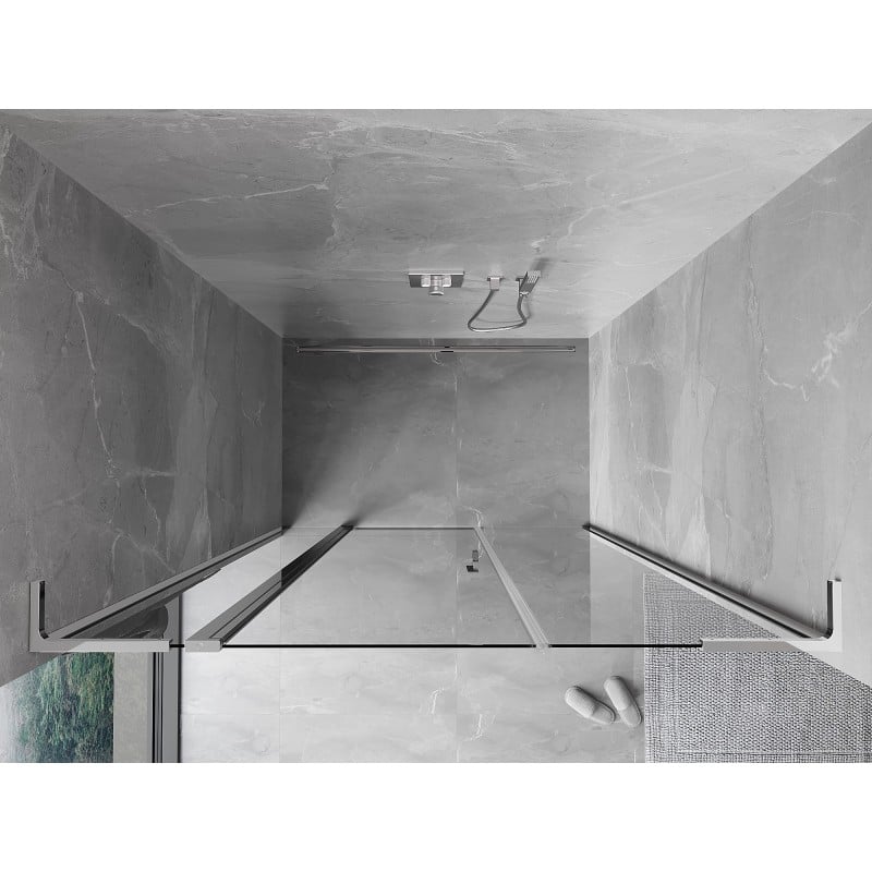 Mexen Mist L porte de douche pivotante 145 cm, transparent, chromé - 8A4L-145-001-01-00