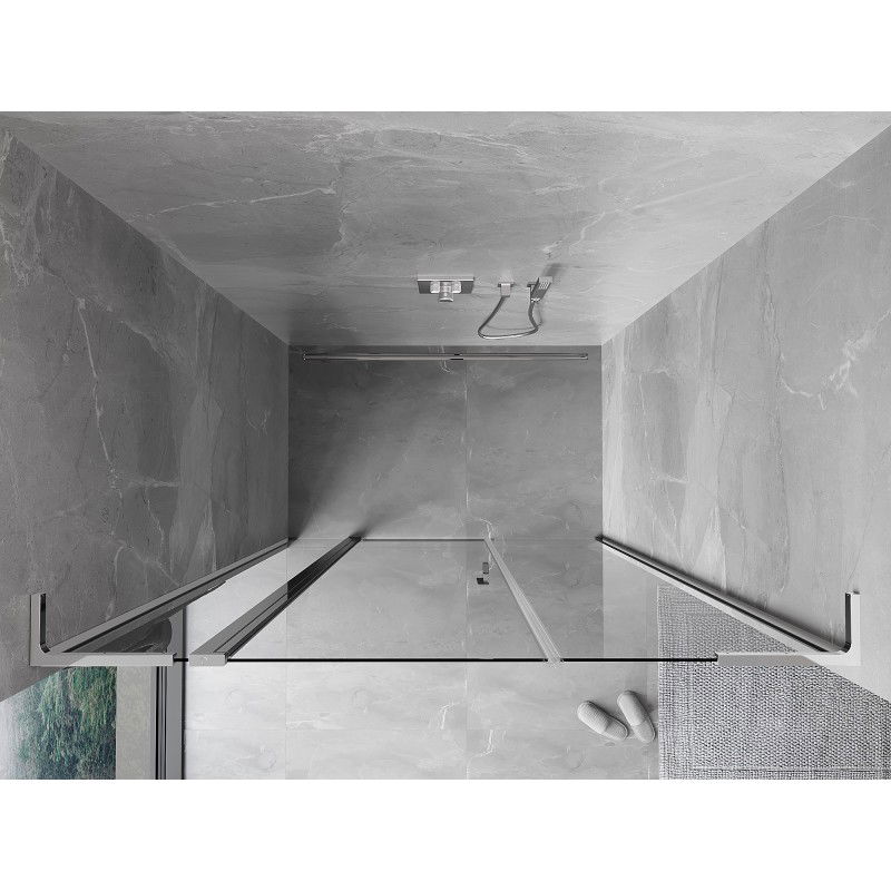 Mexen Mist L porte de douche pivotante 155 cm, transparent, chrome - 8A4L-155-001-01-00