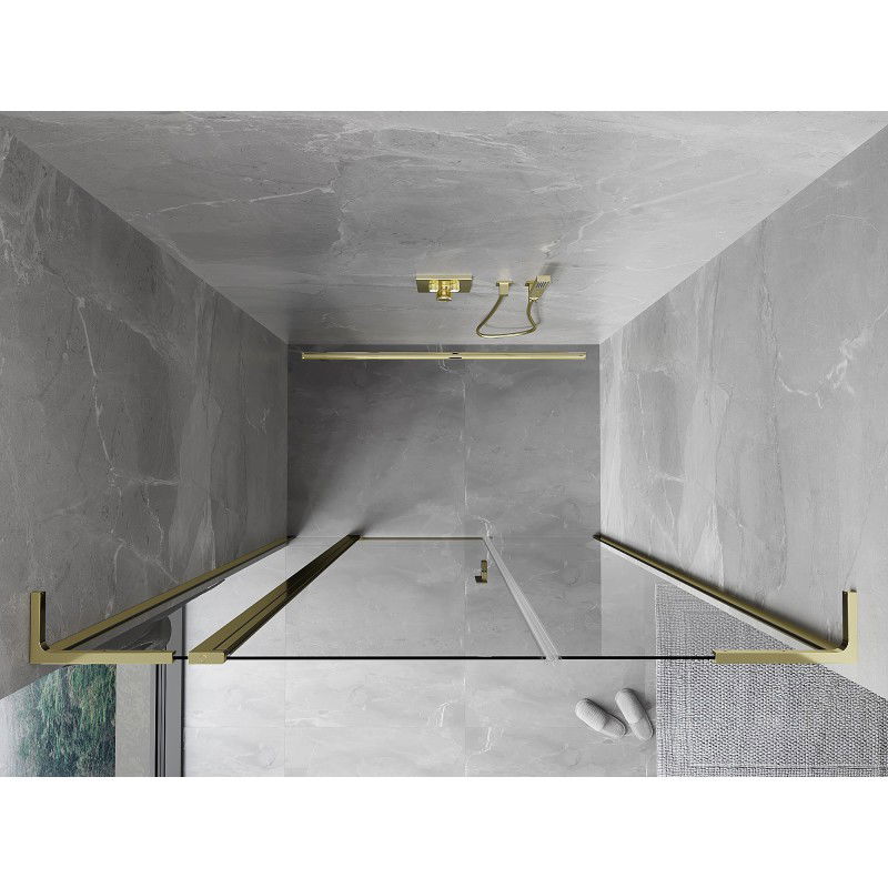 Mexen Mist L porte de douche pivotante 135 cm, transparent, doré - 8A4L-135-001-50-00