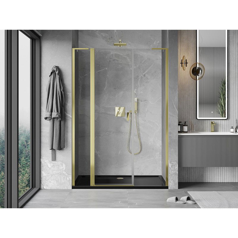 Mexen Mist L porte de douche pivotante 135 cm, transparent, doré - 8A4L-135-001-50-00