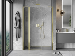 Mexen Mist L porte de douche pivotantes 140 cm, transparentes, or - 8A4L-140-001-50-00