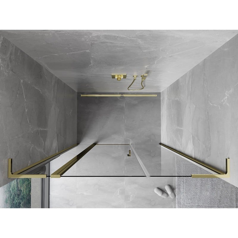 Mexen Mist L porte de douche pivotante 155 cm, transparent, doré - 8A4L-155-001-50-00