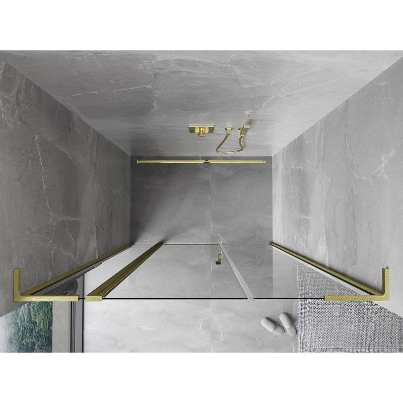 Mexen Mist L porte de douche pivotante 150 cm, transparent, or brossé - 8A4L-150-001-55-00