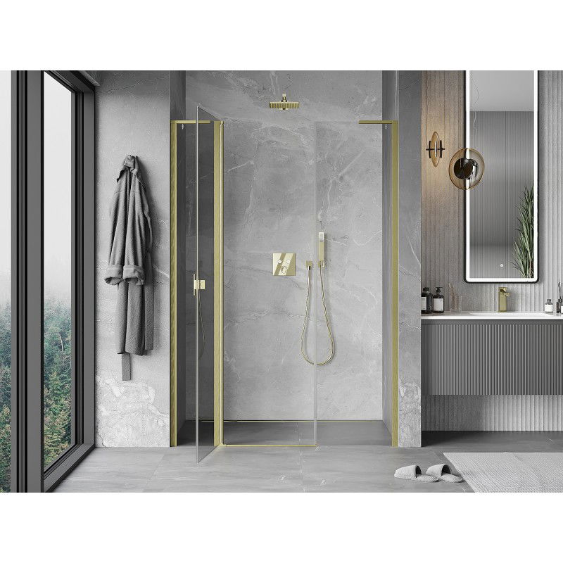 Mexen Mist L porte de douche pivotantes 160 cm, transparent, or brossé - 8A4L-160-001-55-00