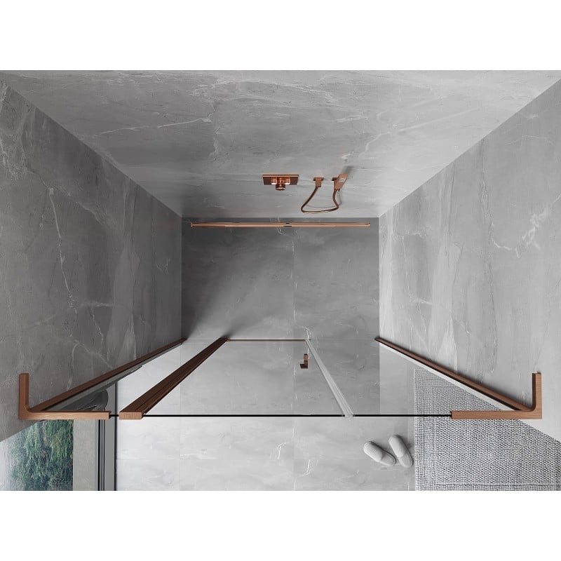 Mexen Mist L porte de douche pivotante 155 cm, transparent, cuivre brossé - 8A4L-155-001-65-00