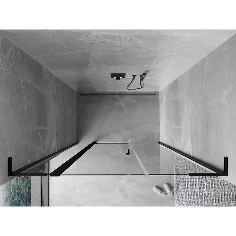 Mexen Mist L porte de douche pivotante 160 cm, transparent, noir - 8A4L-160-001-70-00
