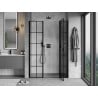 Mexen Mist L porte de douche pivotante droite 135 cm, grille noire, noir - 8A4L-135-001-70-77-P