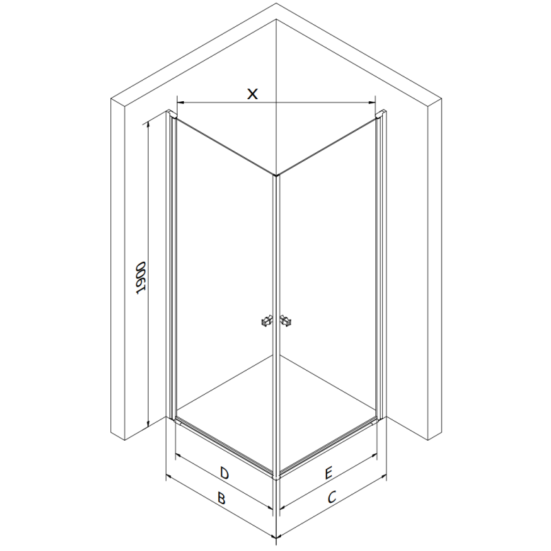 Mexen Pretoria Duo cabine de douche pivotante 90 x 90 cm, transparent, noir - 852-090-090-70-00-02