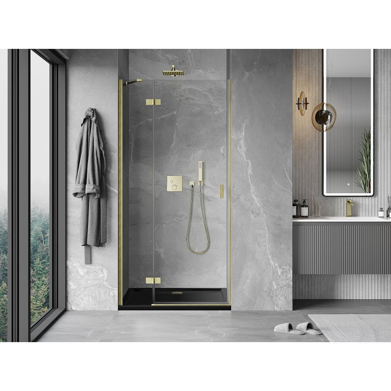 Mexen Mist-H porte de douche pivotante gauche 75 cm, transparent, or brossé - 8A5-075-000-55-00-L