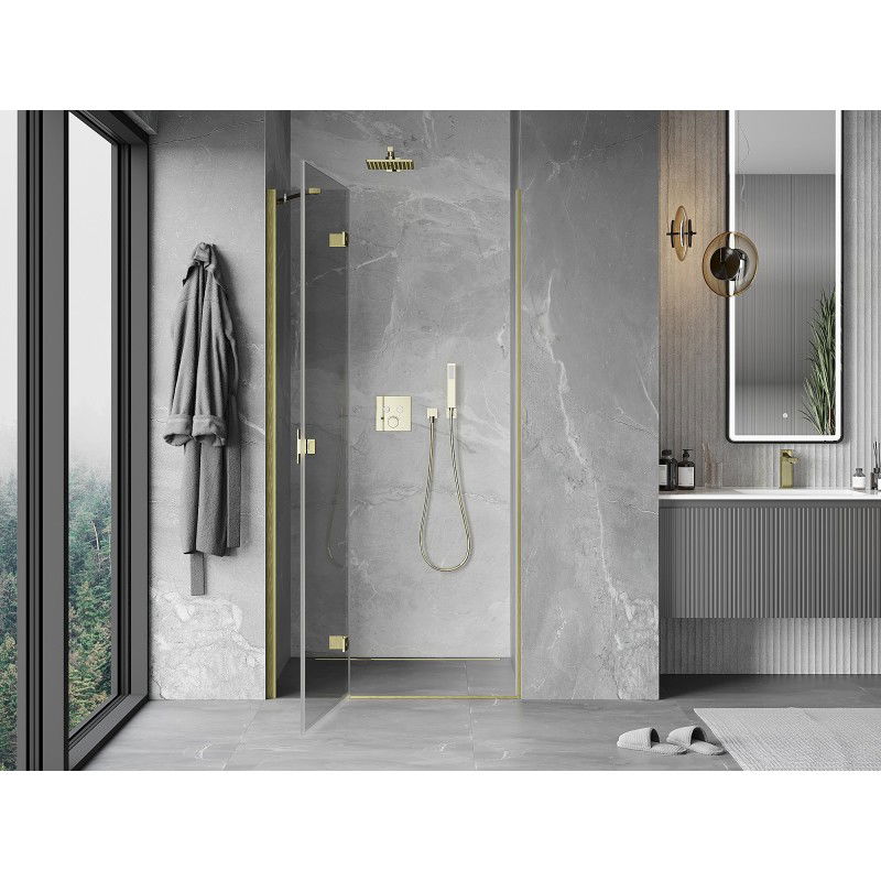 Mexen Mist-H porte de douche pivotante gauche 75 cm, transparent, or brossé - 8A5-075-000-55-00-L