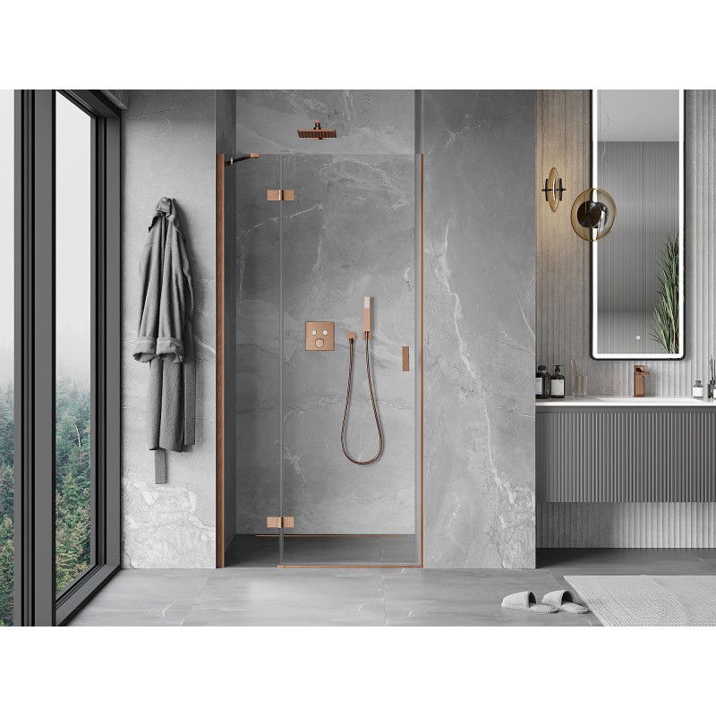 Mexen Mist-H porte de douche battante gauche 70 cm, transparent, cuivre brossé - 8A5-070-000-65-00-L