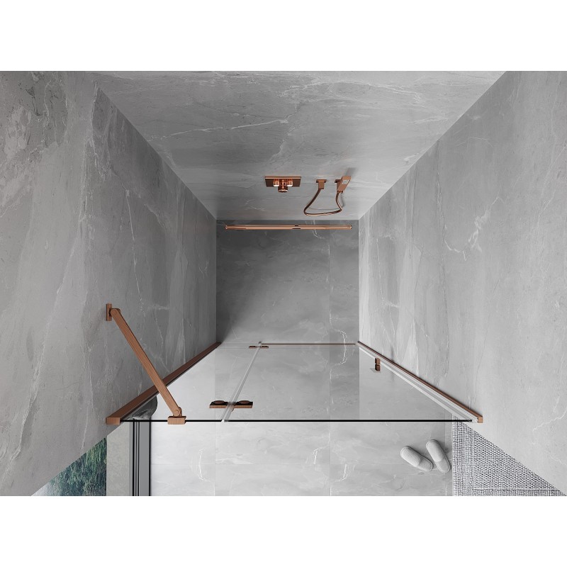 Mexen Mist-H porte de douche pivotante gauche 85 cm, transparent, cuivre brossé - 8A5-085-000-65-00-L