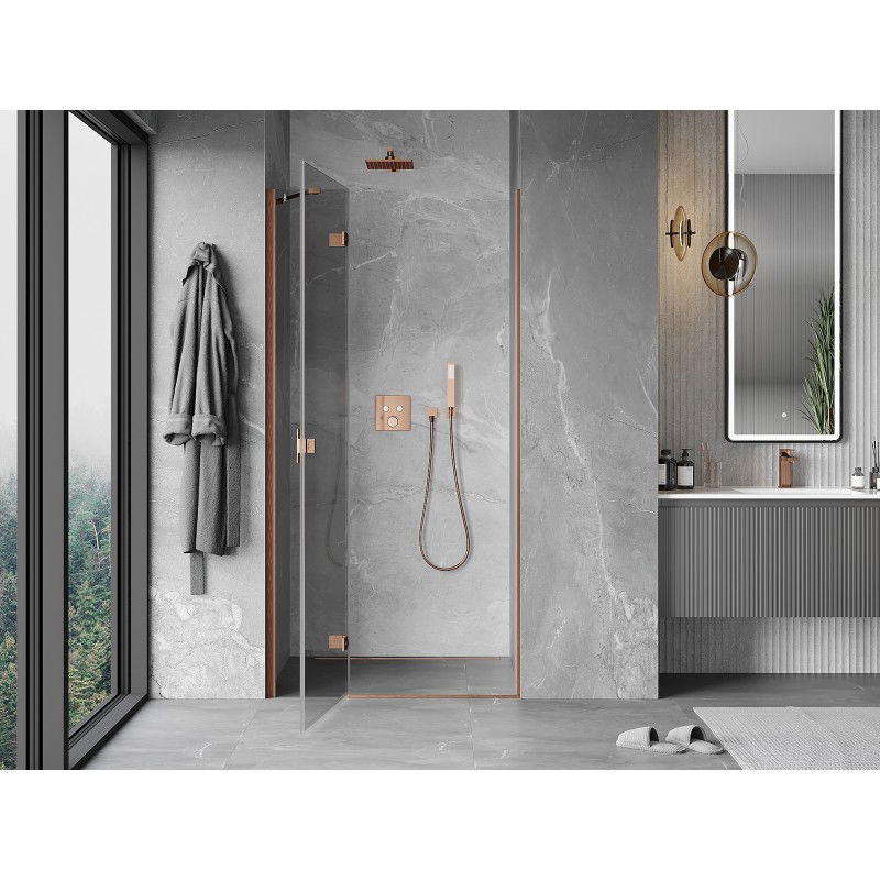 Mexen Mist-H porte de douche battante gauche 105 cm, transparent, cuivre brossé - 8A5-105-000-65-00-L