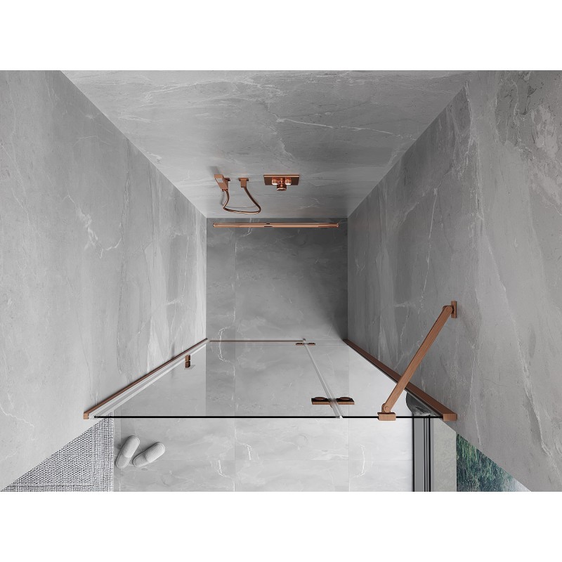 Mexen Mist-H porte de douche pivotante droite 90 cm, transparent, cuivre brossé - 8A5-090-000-65-00-P