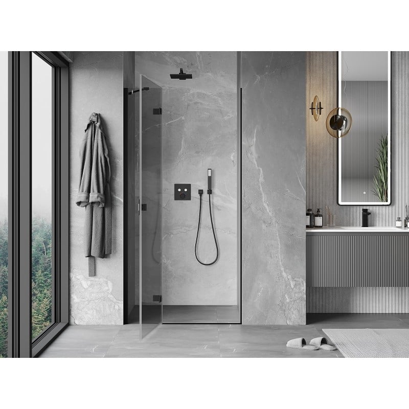 Mexen Mist-H porte de douche pivotante gauche 75 cm, transparent, noir - 8A5-075-000-70-00-L