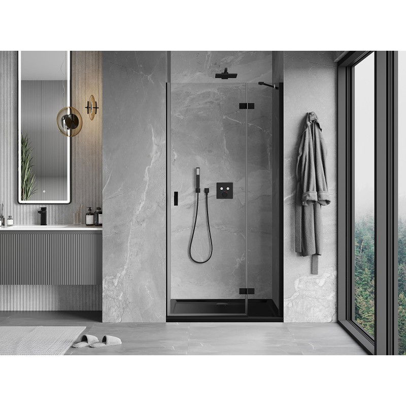 Mexen Mist-H porte de douche battante droite 90 cm, transparent, noir - 8A5-090-000-70-00-P