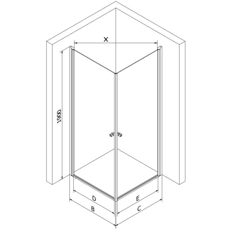 Mexen Pretoria Cabine de douche pivotante Duo 80 x 80 cm, transparente, noire + receveur plat - 852-080-080-70-02-4010B