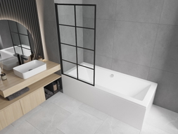 Mexen Alex paroi de douche à une aile 70 x 140 cm, grille noire fix - 893-070-000-70-77
