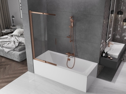 Mexen Fox paroi de douche 2 volets coulissants 85 x 150 cm, transparent, cuivre brossé - 891-085-002-65-00