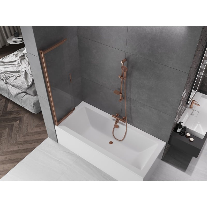 Mexen Fox paroi de douche 2 volets coulissants 85 x 150 cm, transparent, cuivre brossé - 891-085-002-65-00