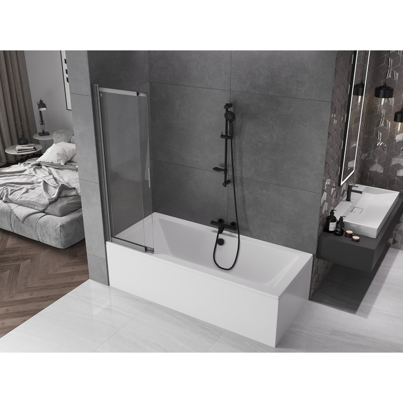 Mexen Fox paroi de baignoire à 2 volets coulissante 85 x 150 cm, transparent, gris anthracite brossé - 891-085-002-66-00