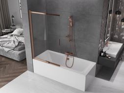 Mexen Fox paroi de douche à 2 volets coulissante 100 x 150 cm, transparent, cuivre brossé - 891-100-002-65-00