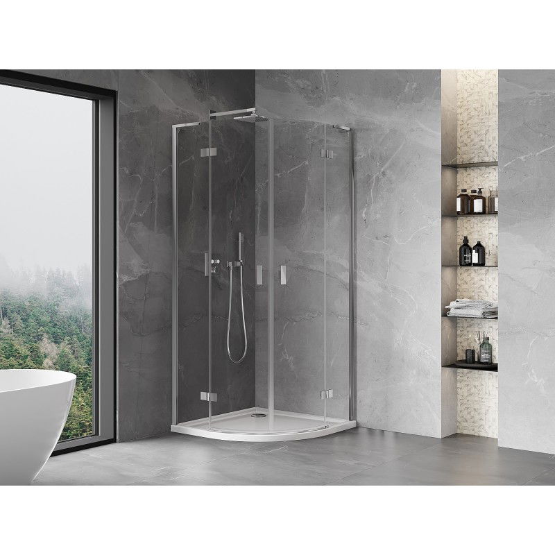 Mexen Mist L cabine de douche semi-circulaire pivotante 90 x 90 cm, transparent, chrome - 8A33L-090-090-01-00