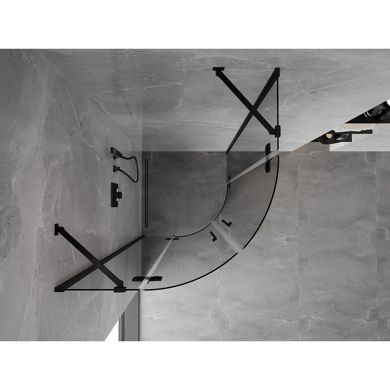 Mexen Mist cabine de douche demi-circulaire pivotante 100 x 100 cm, transparente, noire - 8A33-100-100-70-00