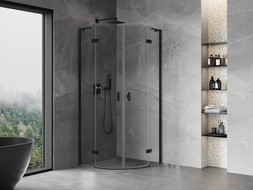 Mexen Mist L cabine de douche semi-circulaire pivotante 90 x 90 cm, transparent, noir - 8A33L-090-090-70-00