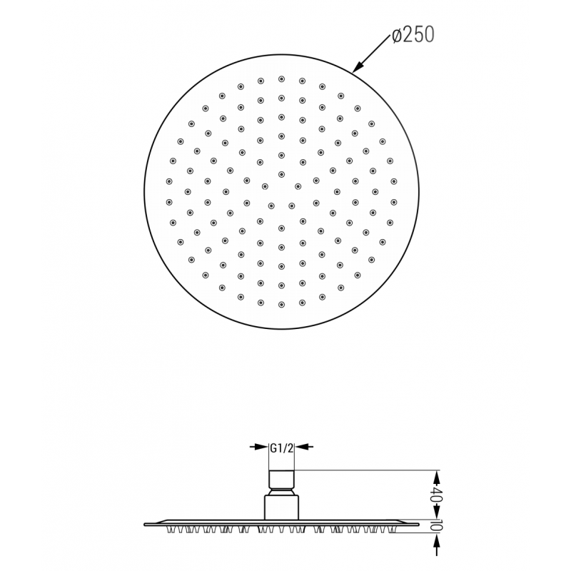 Mexen Slim pomme de douche 25 cm, dorée - 79225-50