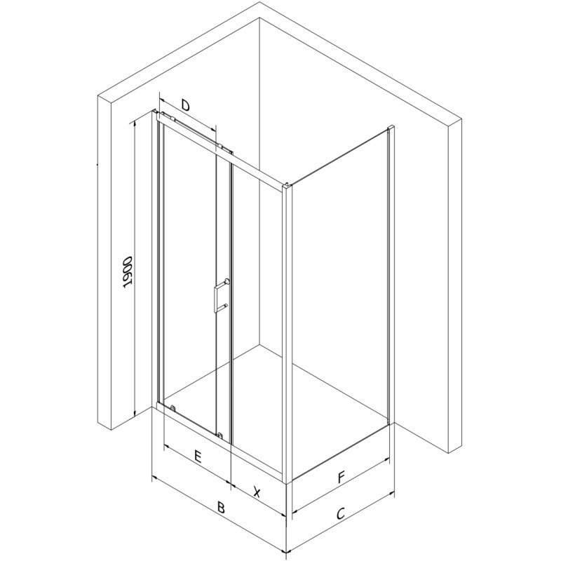 Mexen Apia cabine de douche coulissante 90 x 100 cm, transparent, or - 840-090-100-50-00