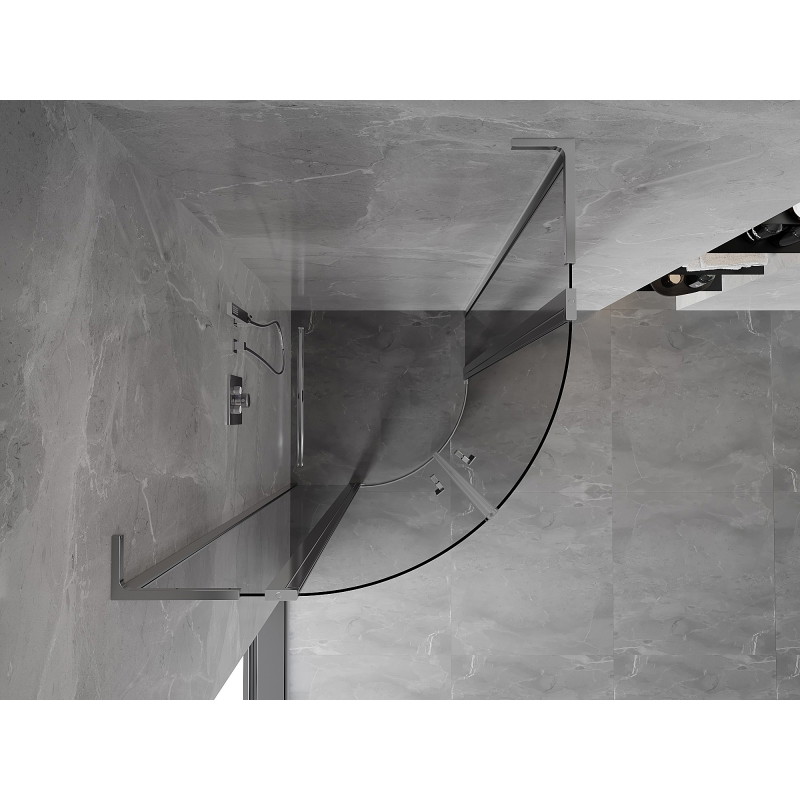 Mexen Mist L cabine de douche demi-circulaire pivotante 80 x 80 cm, transparent, chrome - 8A32L-080-080-01-00