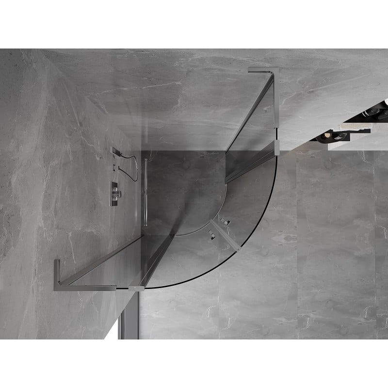 Mexen Mist L cabine de douche semi-circulaire pivotante 100 x 100 cm, transparent, chrome - 8A32L-100-100-01-00