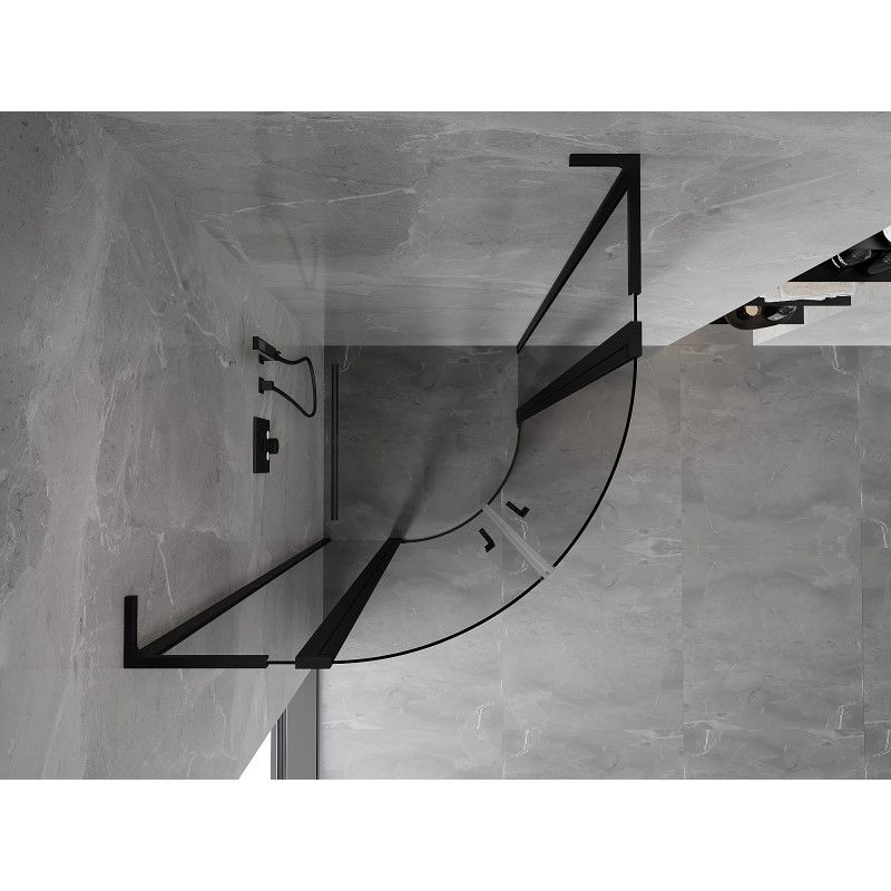 Mexen Mist L cabine de douche semi-circulaire pivotante 90 x 90 cm, transparent, noir - 8A32L-090-090-70-00