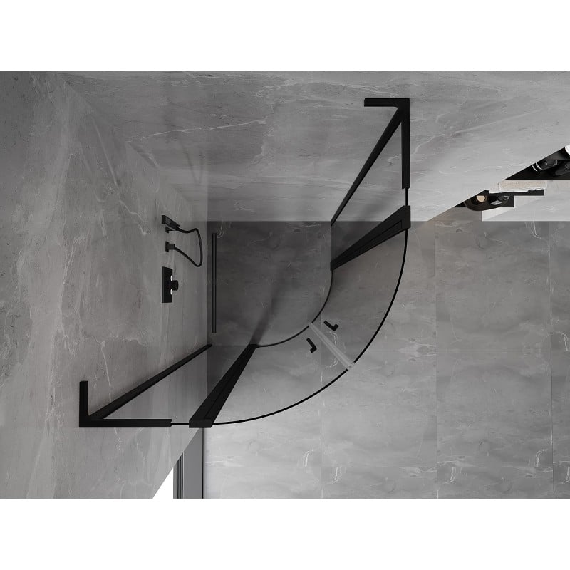 Mexen Mist L cabine de douche semi-circulaire pivotante 100 x 100 cm, transparent, noir - 8A32L-100-100-70-00